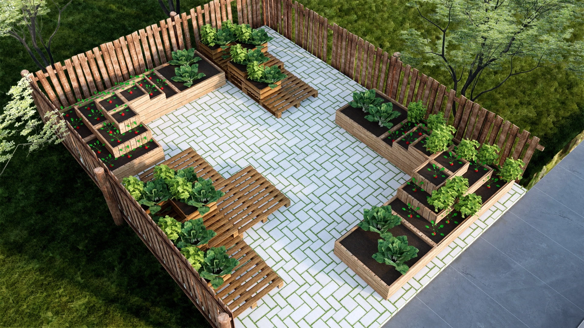 Small Potager Garden sketchup model preview - SketchupBox