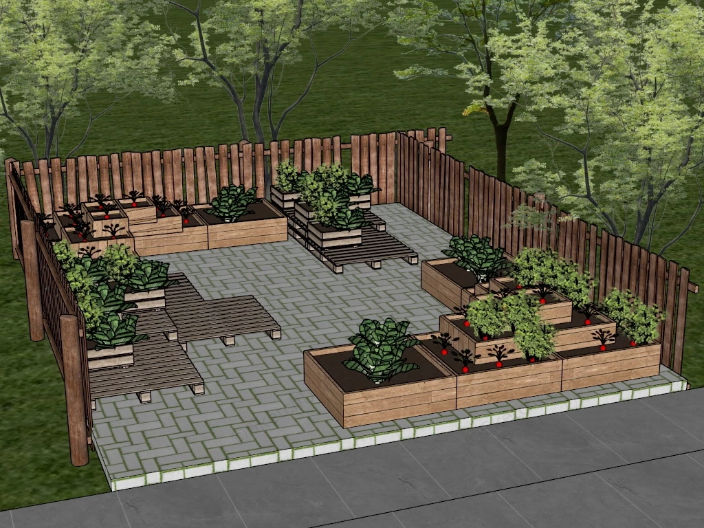 Small Potager Garden sketchup model preview - SketchupBox