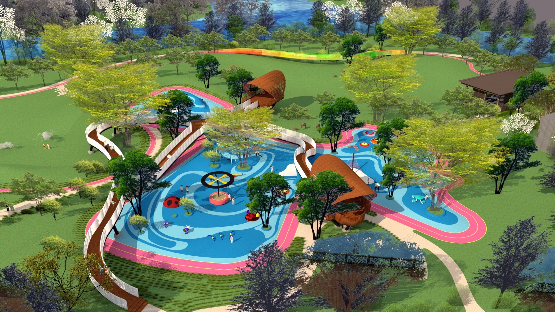 Children's Park Playground Plan sketchup model preview - SketchupBox