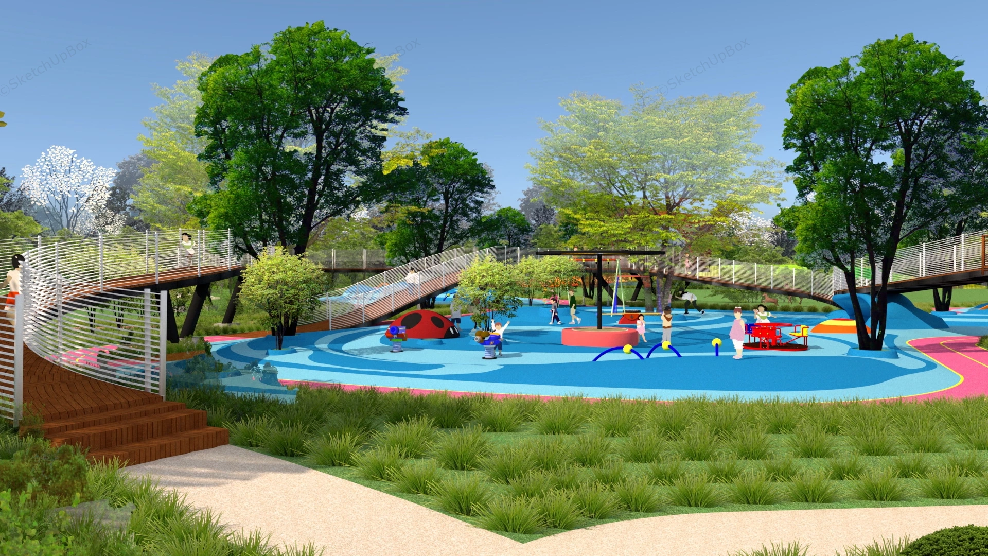 Children's Park Playground Plan sketchup model preview - SketchupBox