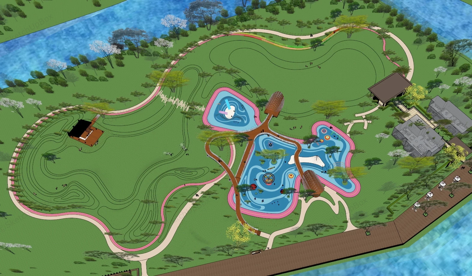 Children's Park Playground Plan sketchup model preview - SketchupBox
