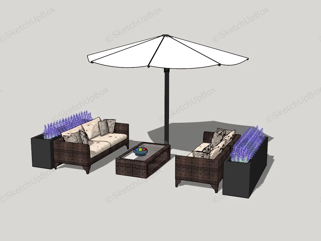 Rattan Patio Conversation Set sketchup model preview - SketchupBox