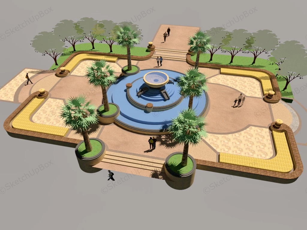 Fountain Square sketchup model preview - SketchupBox