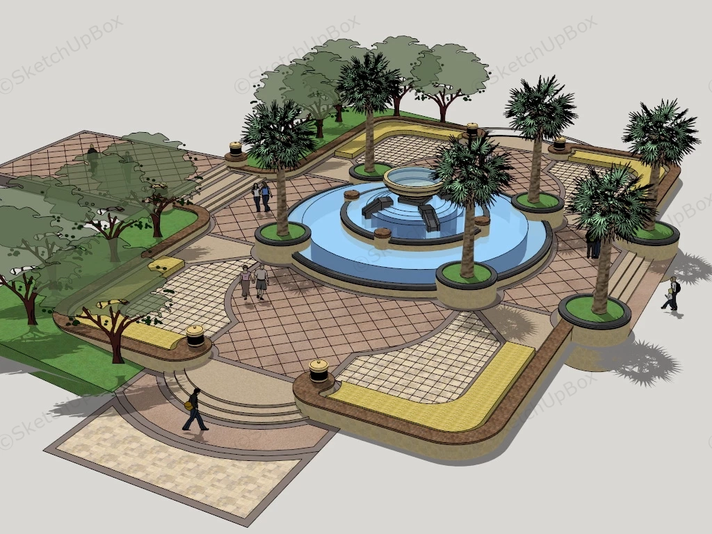 Fountain Square sketchup model preview - SketchupBox