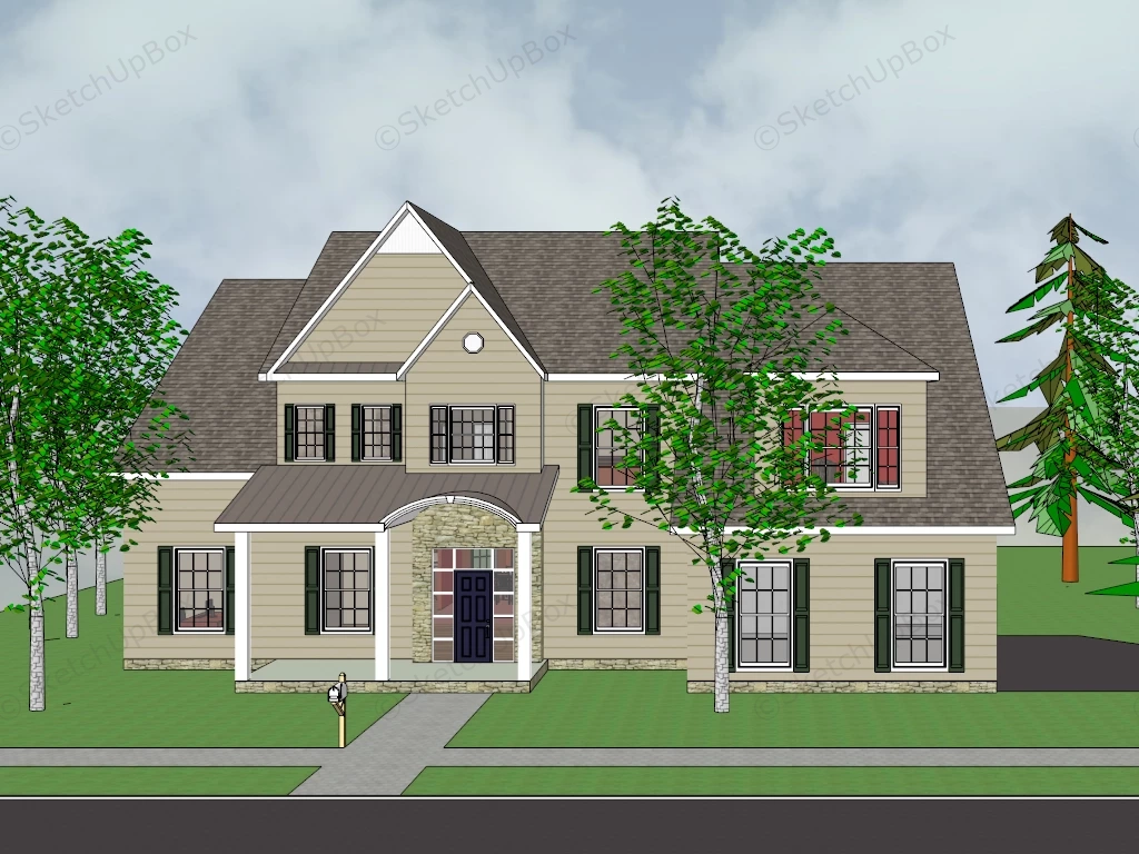 American Craftsman House sketchup model preview - SketchupBox