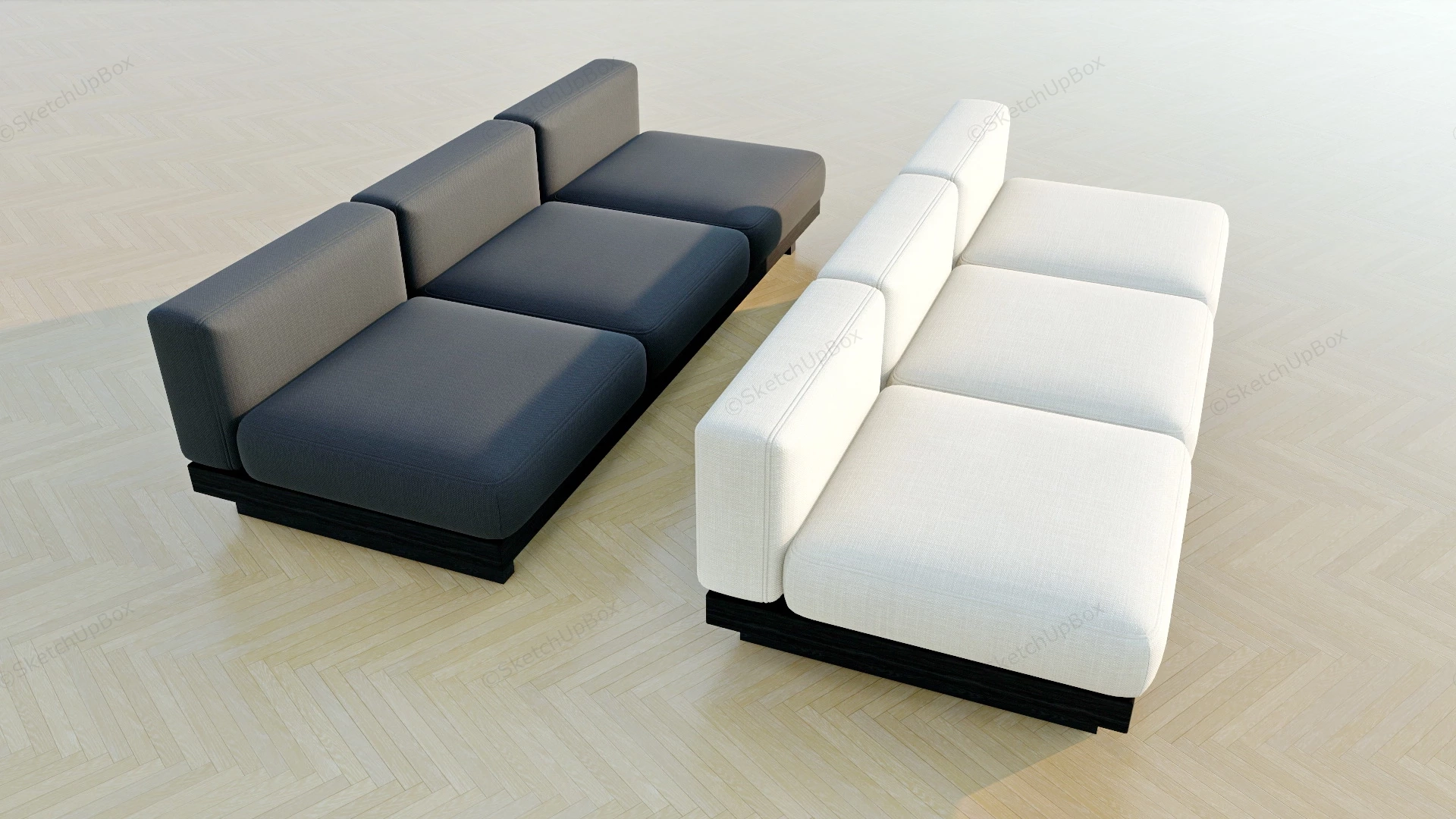 Modern 3 Seat Couch sketchup model preview - SketchupBox