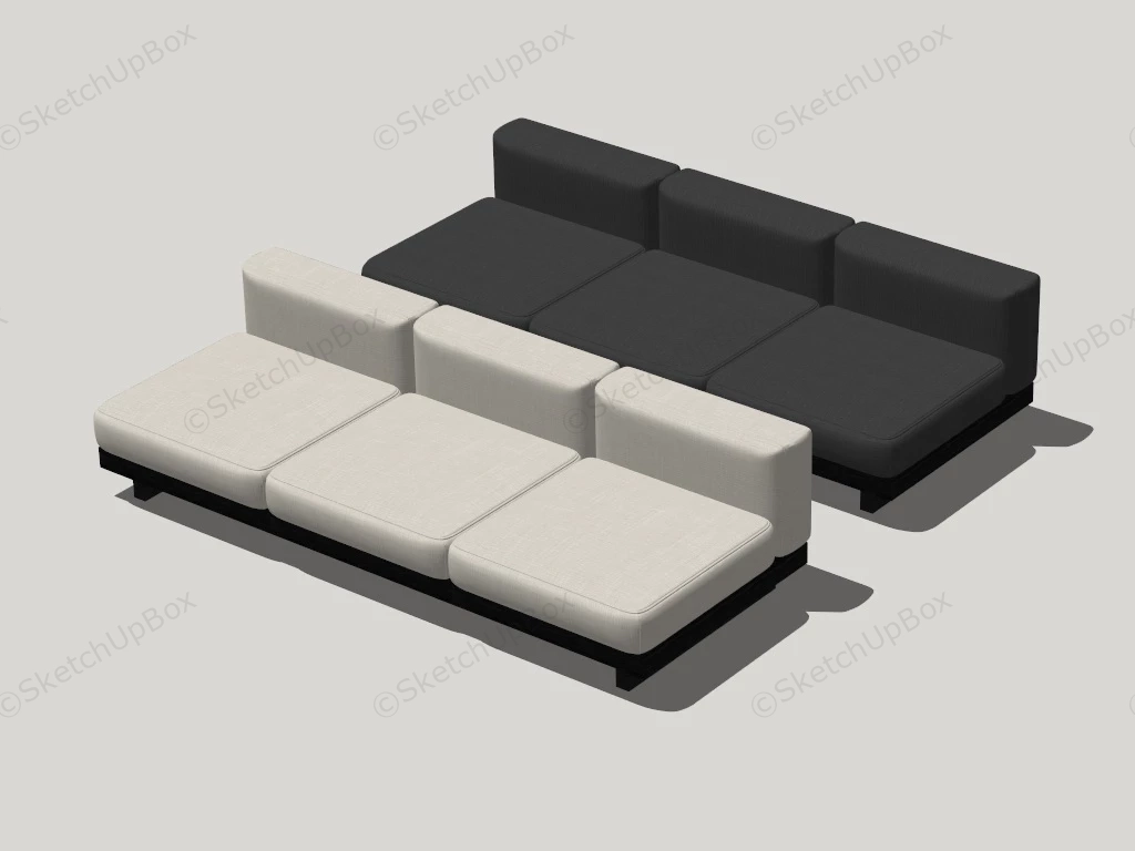 Modern 3 Seat Couch sketchup model preview - SketchupBox