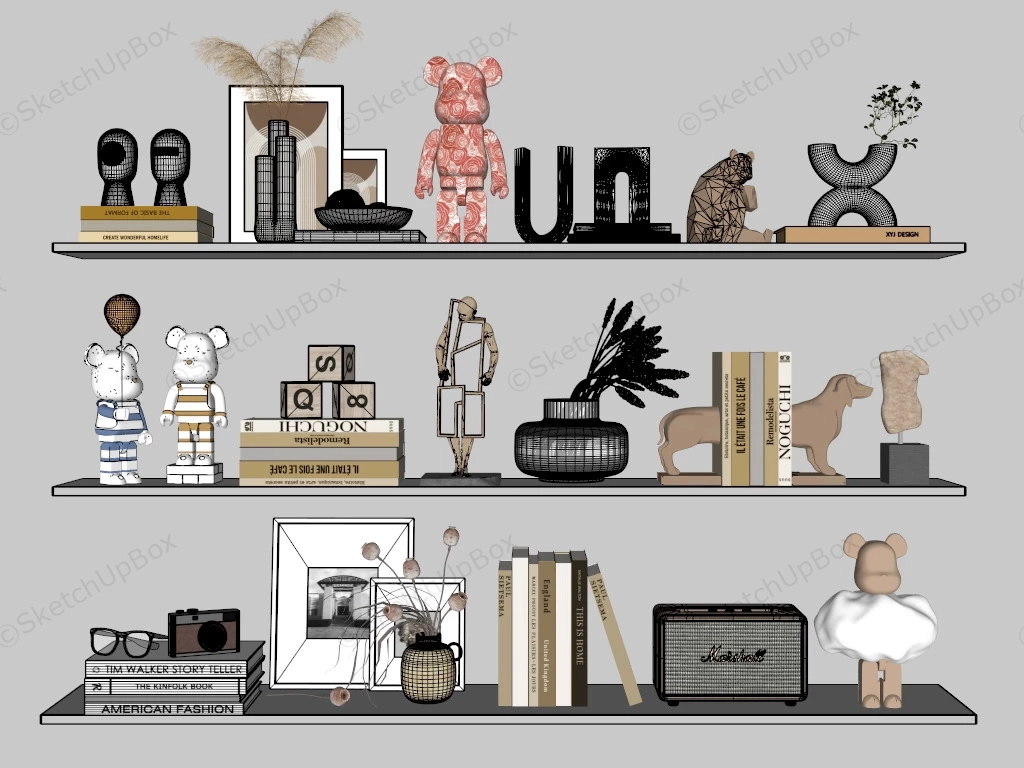 Decorative Living Room Shelves sketchup model preview - SketchupBox