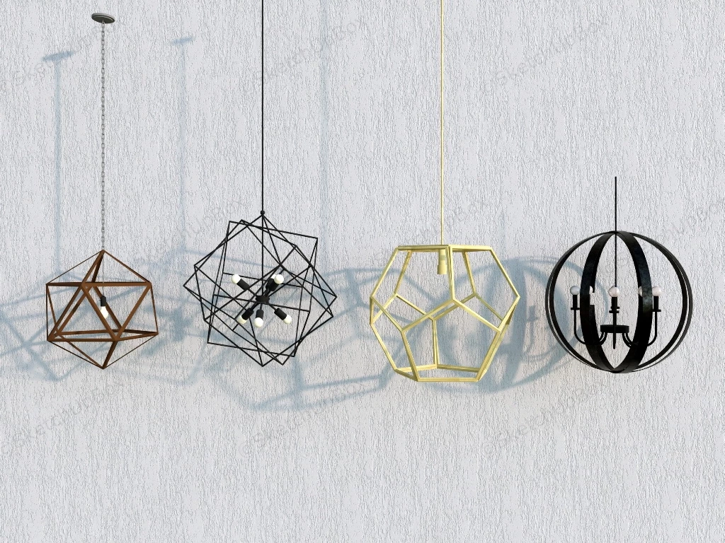 Contemporary Geometric Pendant Lights sketchup model preview - SketchupBox