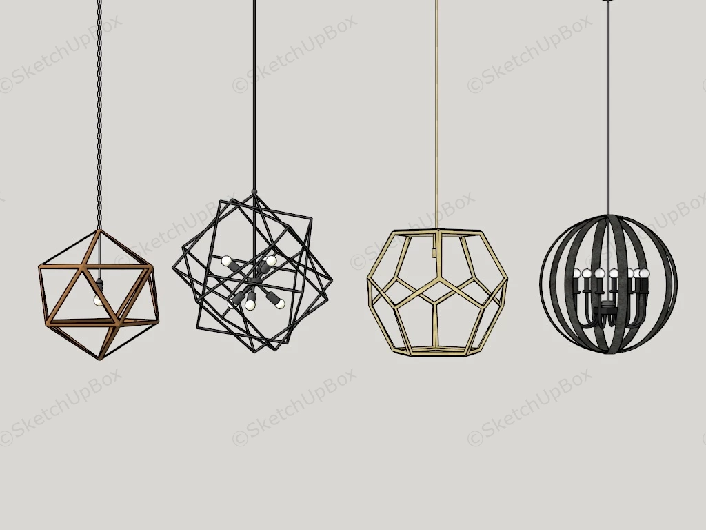 Contemporary Geometric Pendant Lights sketchup model preview - SketchupBox