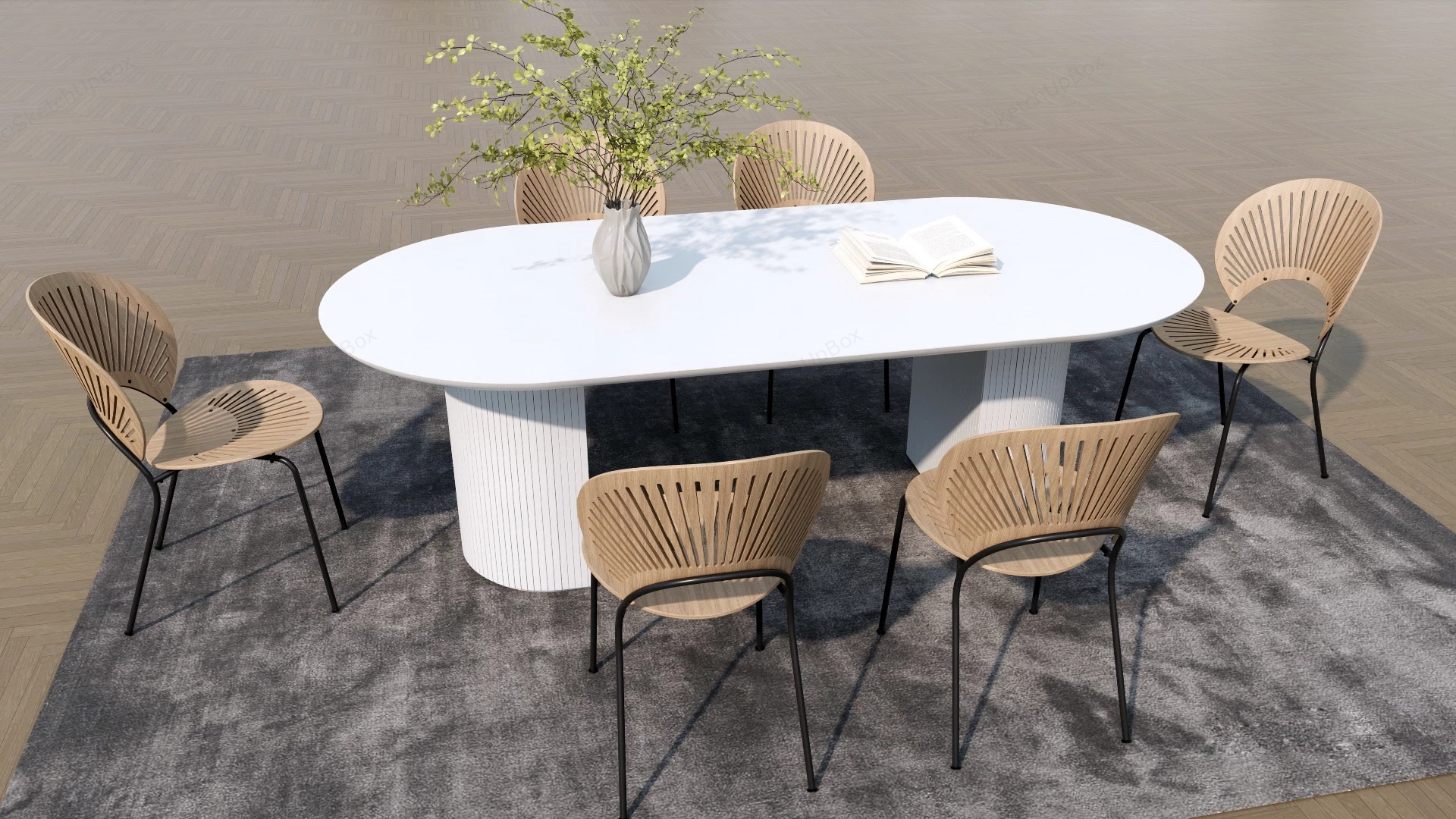 Elegant Dining Room Set sketchup model preview - SketchupBox