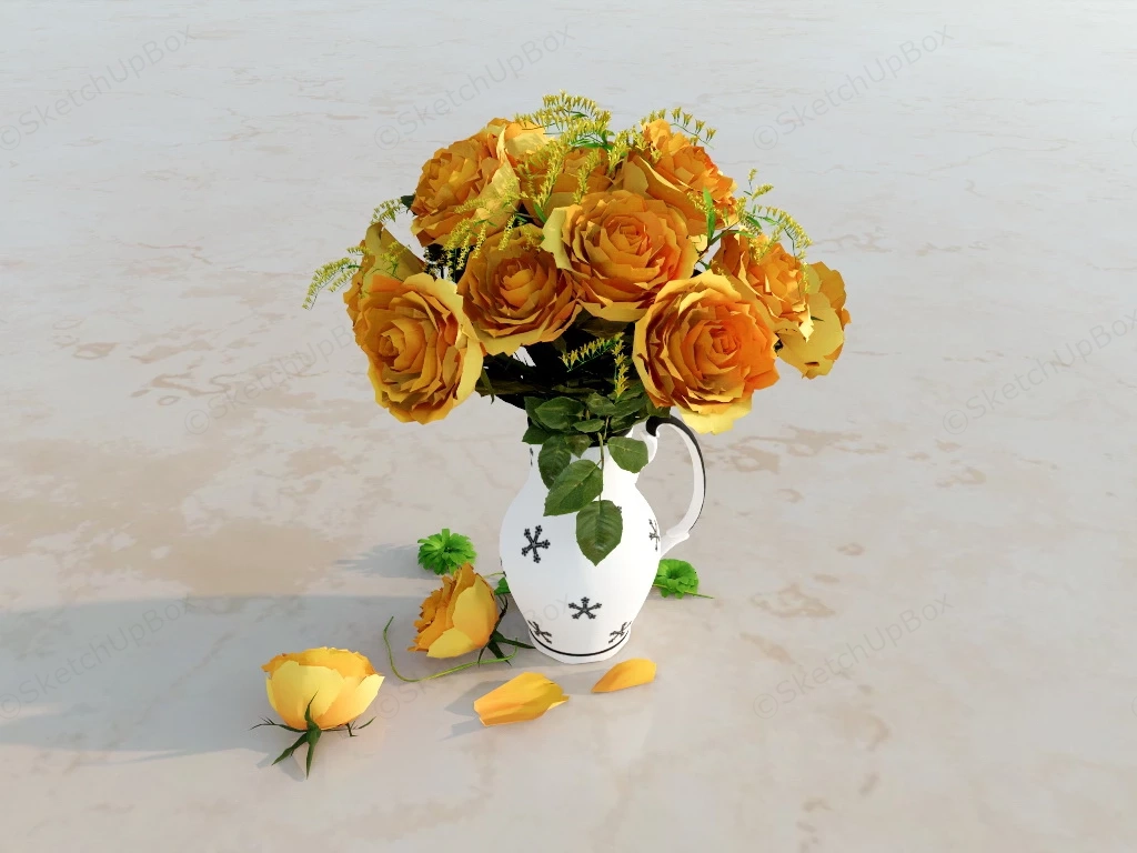 Yellow Flowers Vase sketchup model preview - SketchupBox