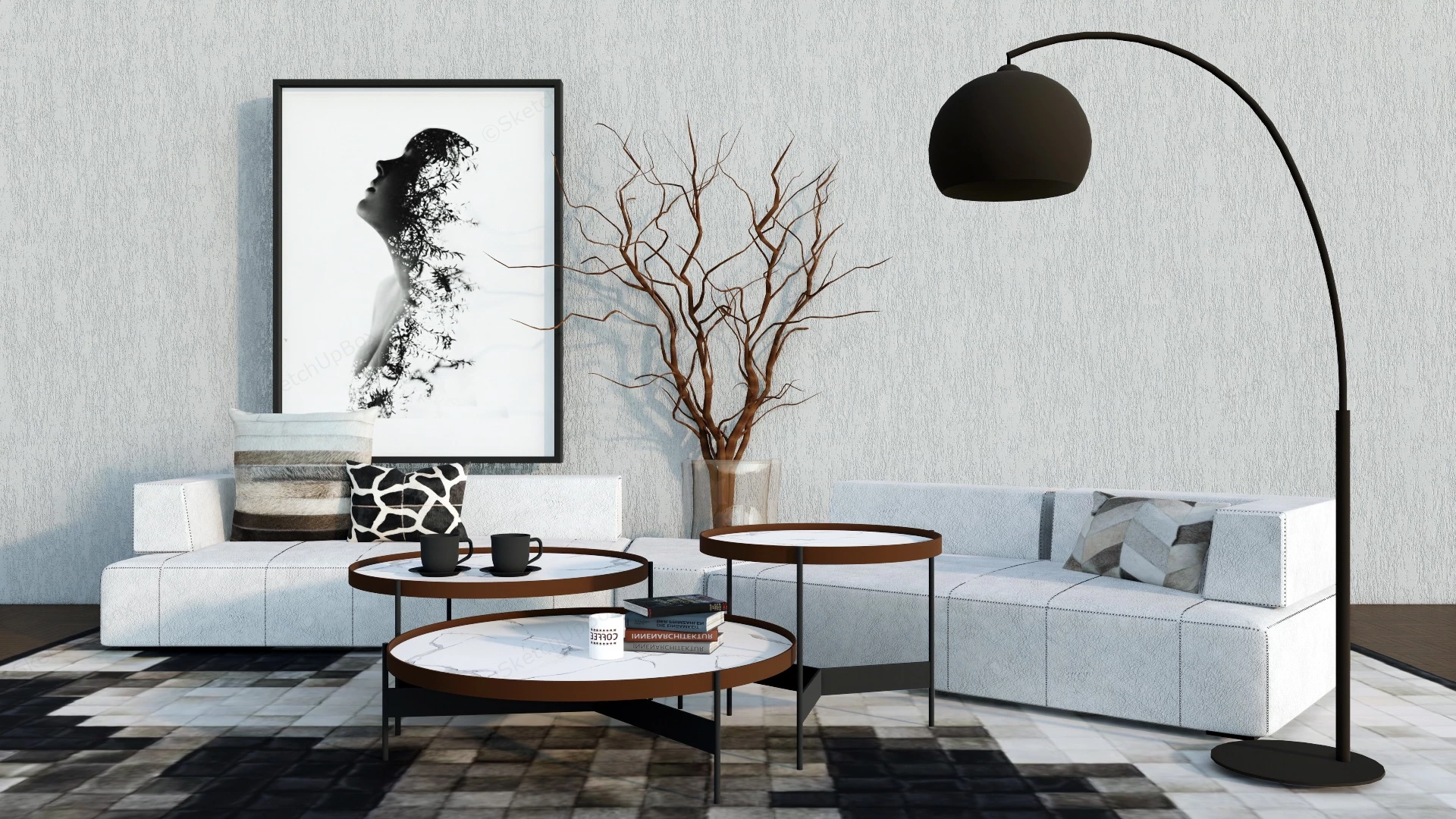Small Living Room Sofa Set sketchup model preview - SketchupBox