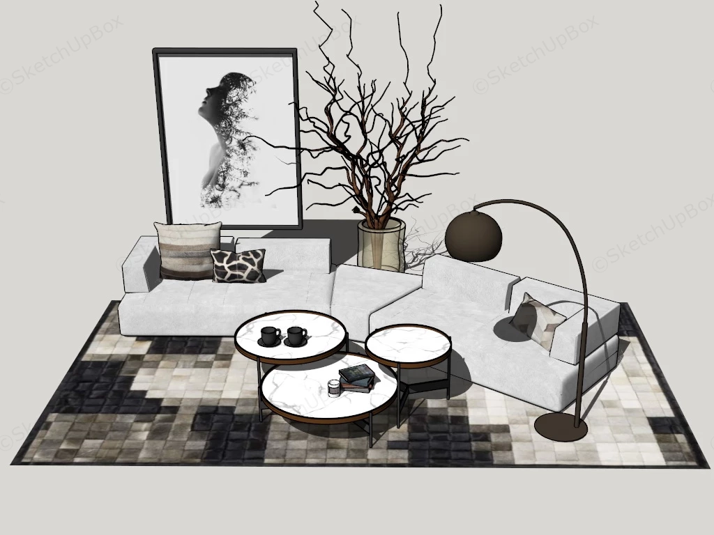 Small Living Room Sofa Set sketchup model preview - SketchupBox