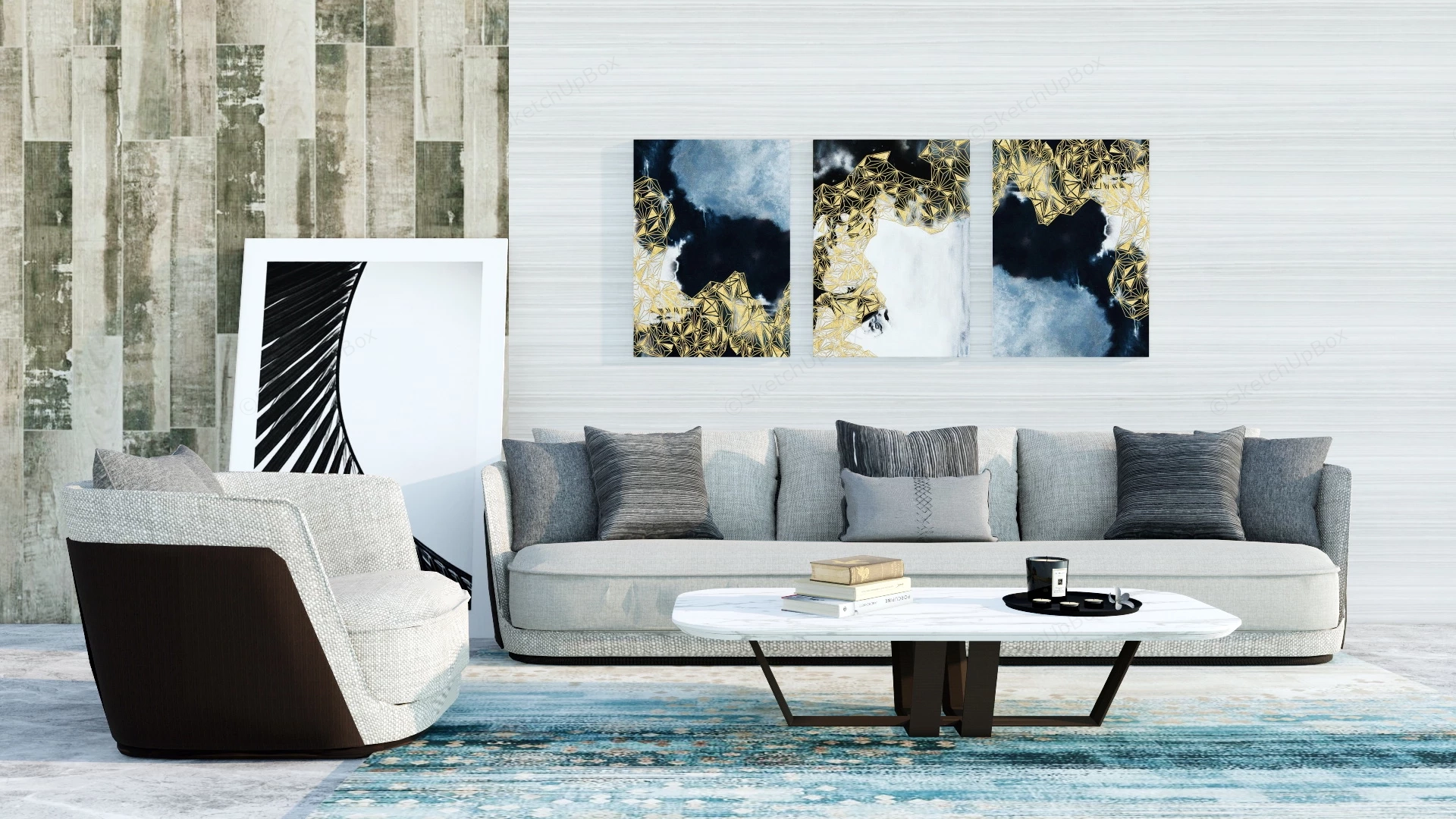 Elegant Living Room Decor Idea sketchup model preview - SketchupBox