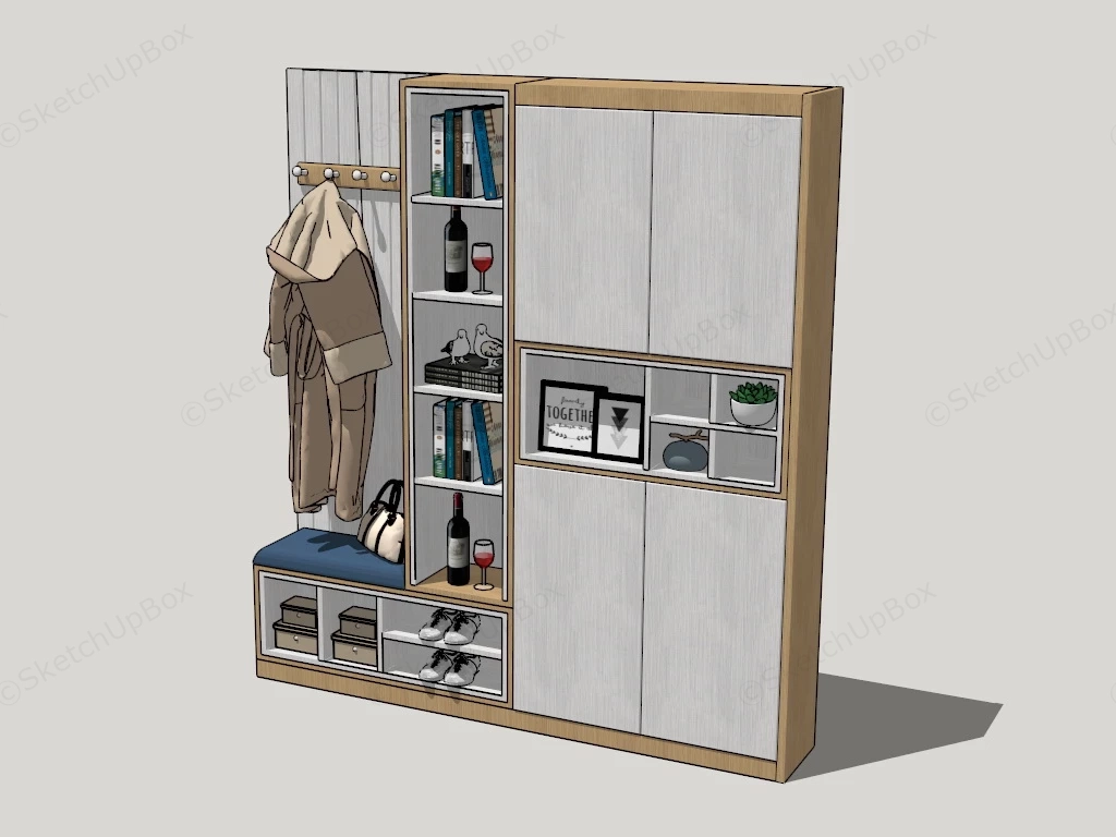 Entryway And Mudroom Storage sketchup model preview - SketchupBox