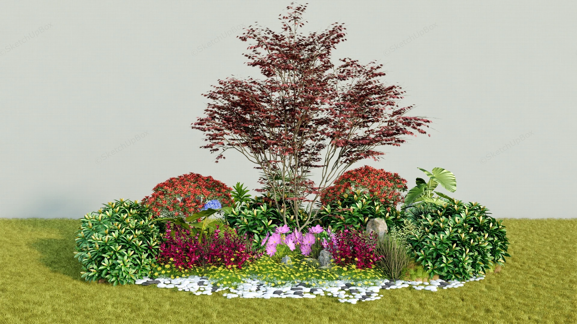 Garden Flower Border Design sketchup model preview - SketchupBox