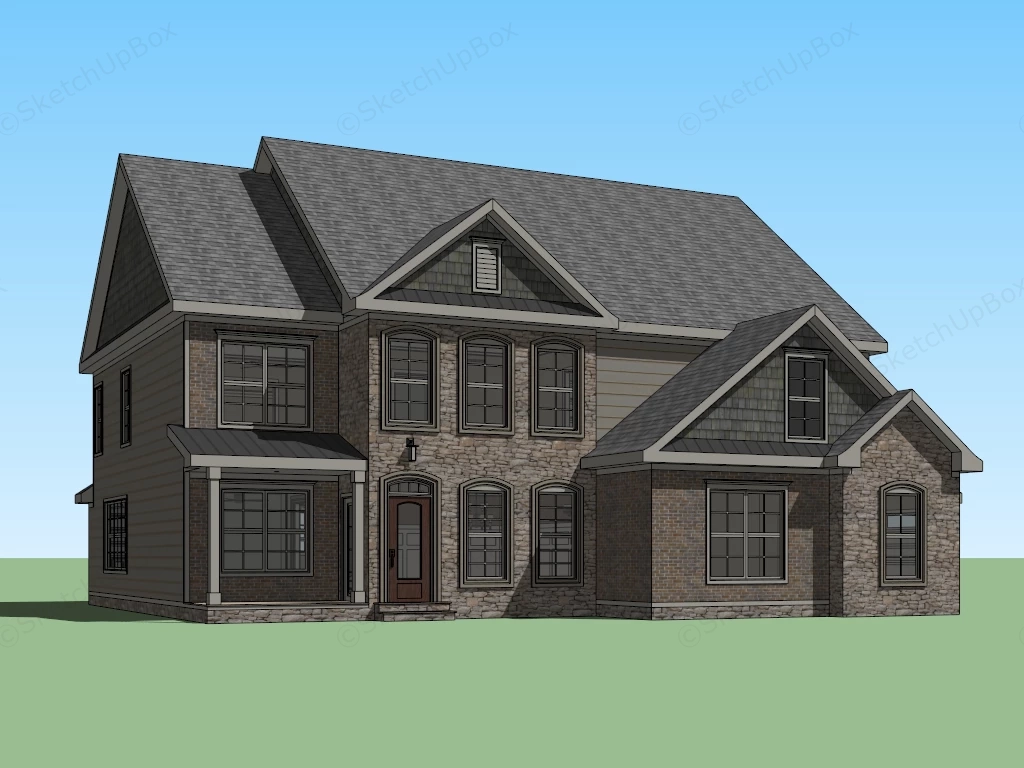 Old Colonial House sketchup model preview - SketchupBox