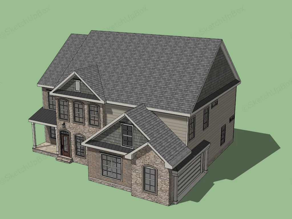 Old Colonial House sketchup model preview - SketchupBox