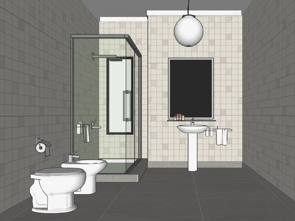 Small Bathroom Design Idea sketchup model preview - SketchupBox