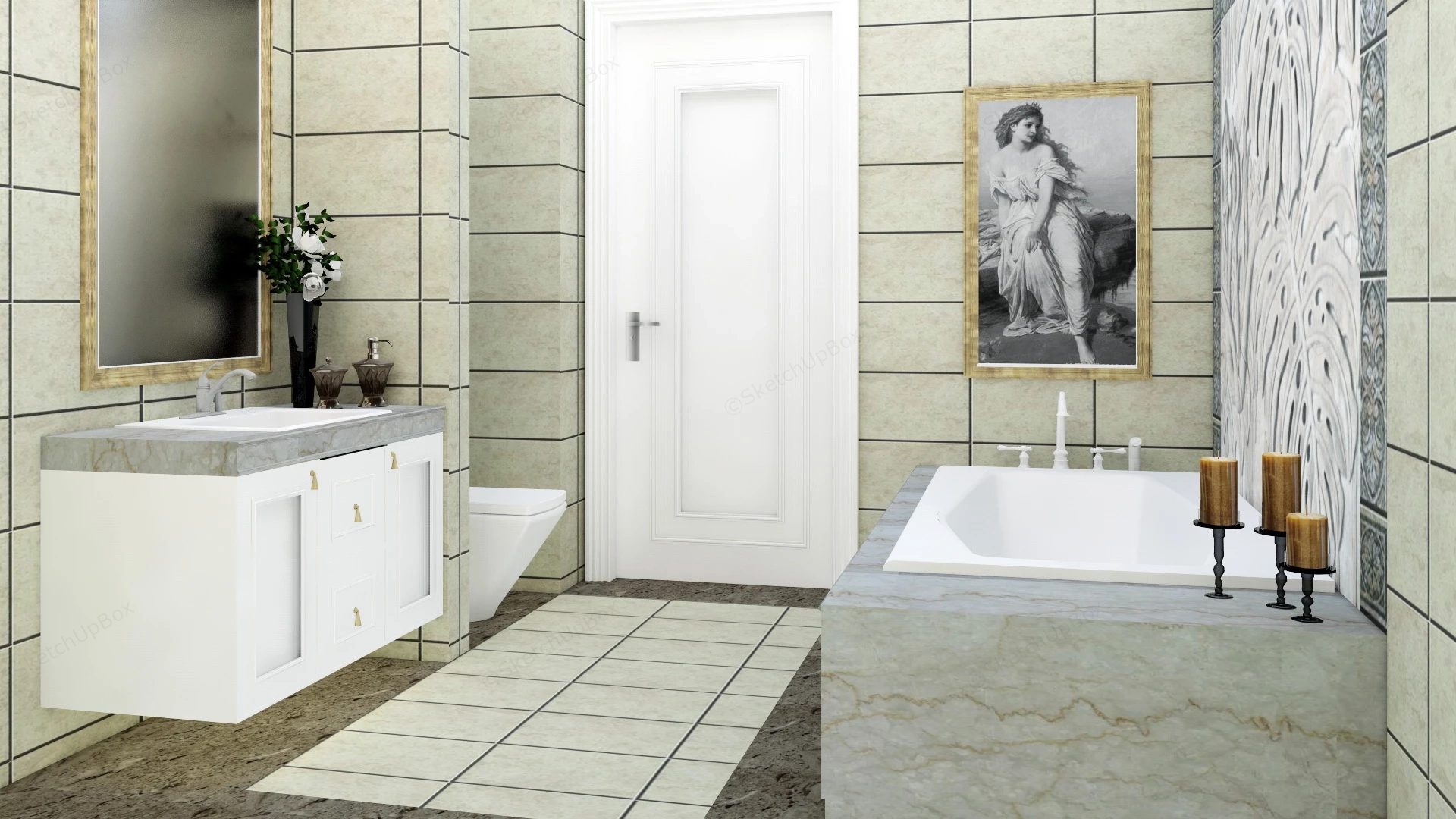 Small Bathroom Design With Tub sketchup model preview - SketchupBox