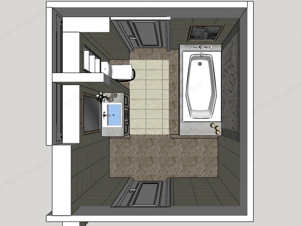 Small Bathroom Design With Tub sketchup model preview - SketchupBox