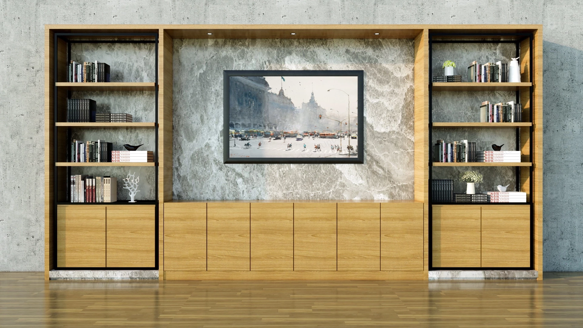 TV Bookcase Wall Unit sketchup model preview - SketchupBox