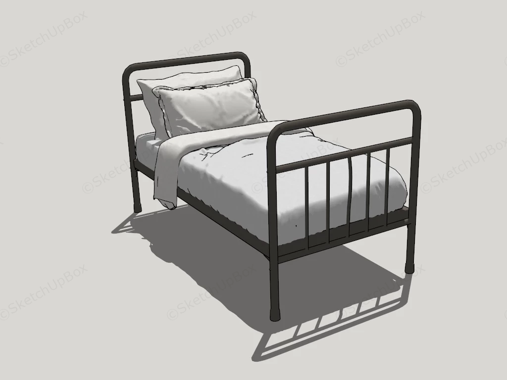 Twin Metal Platform Bed sketchup model preview - SketchupBox