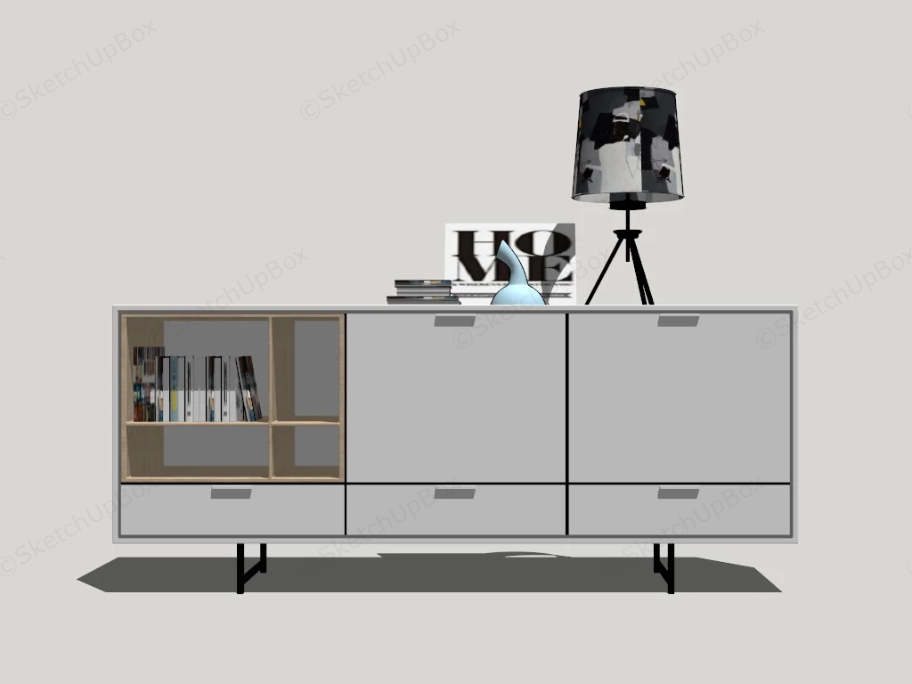 Modern Sideboard Bookcase Combo sketchup model preview - SketchupBox