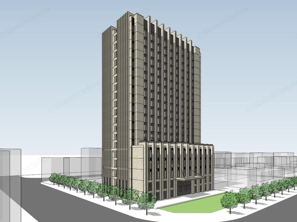Modern Office Block sketchup model preview - SketchupBox