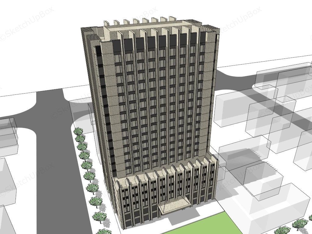 Modern Office Block sketchup model preview - SketchupBox