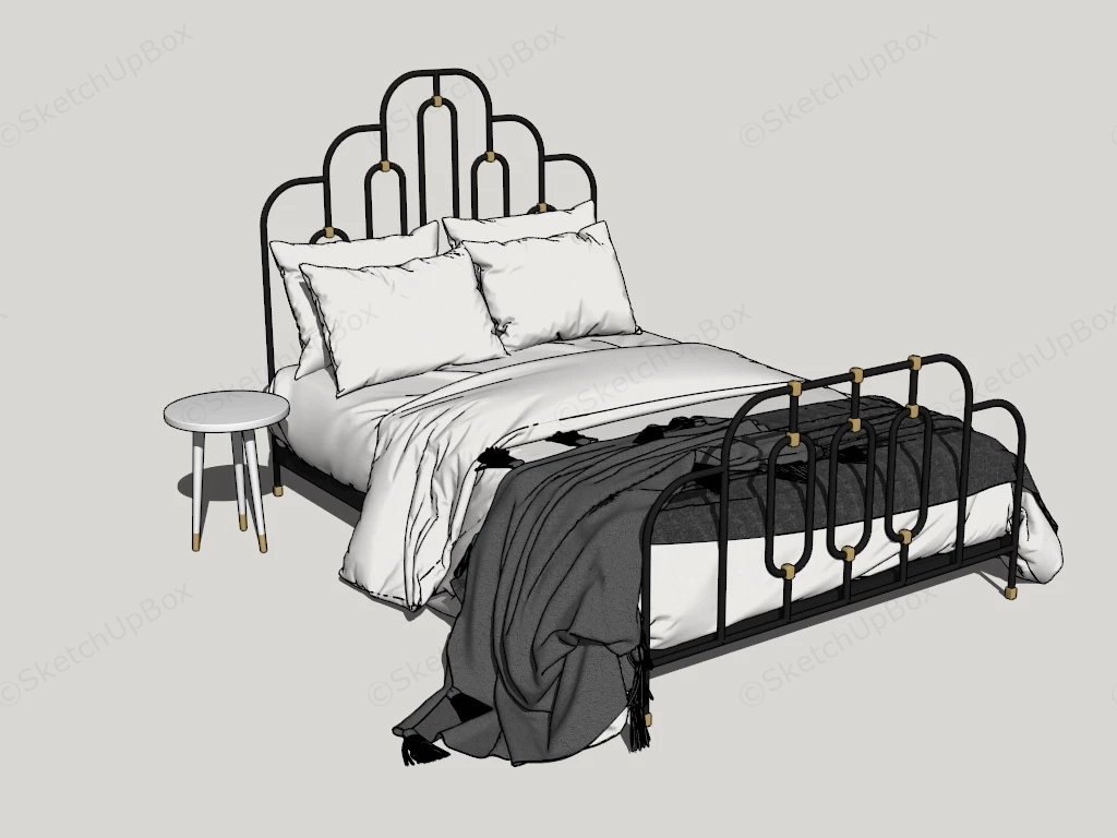 Antique Black Iron Bed sketchup model preview - SketchupBox
