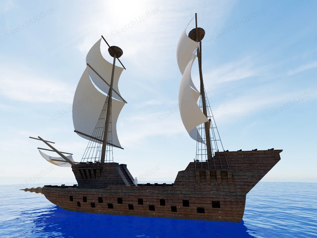 16th Century Warship sketchup model preview - SketchupBox
