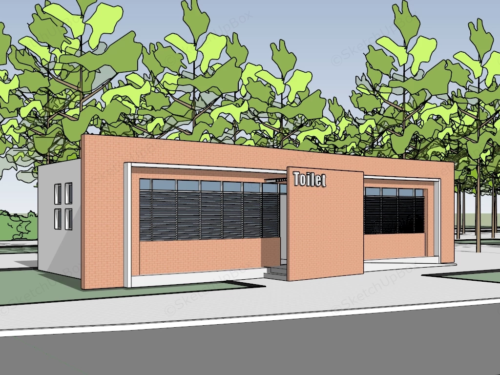 Public Toilet Design Architecture sketchup model preview - SketchupBox