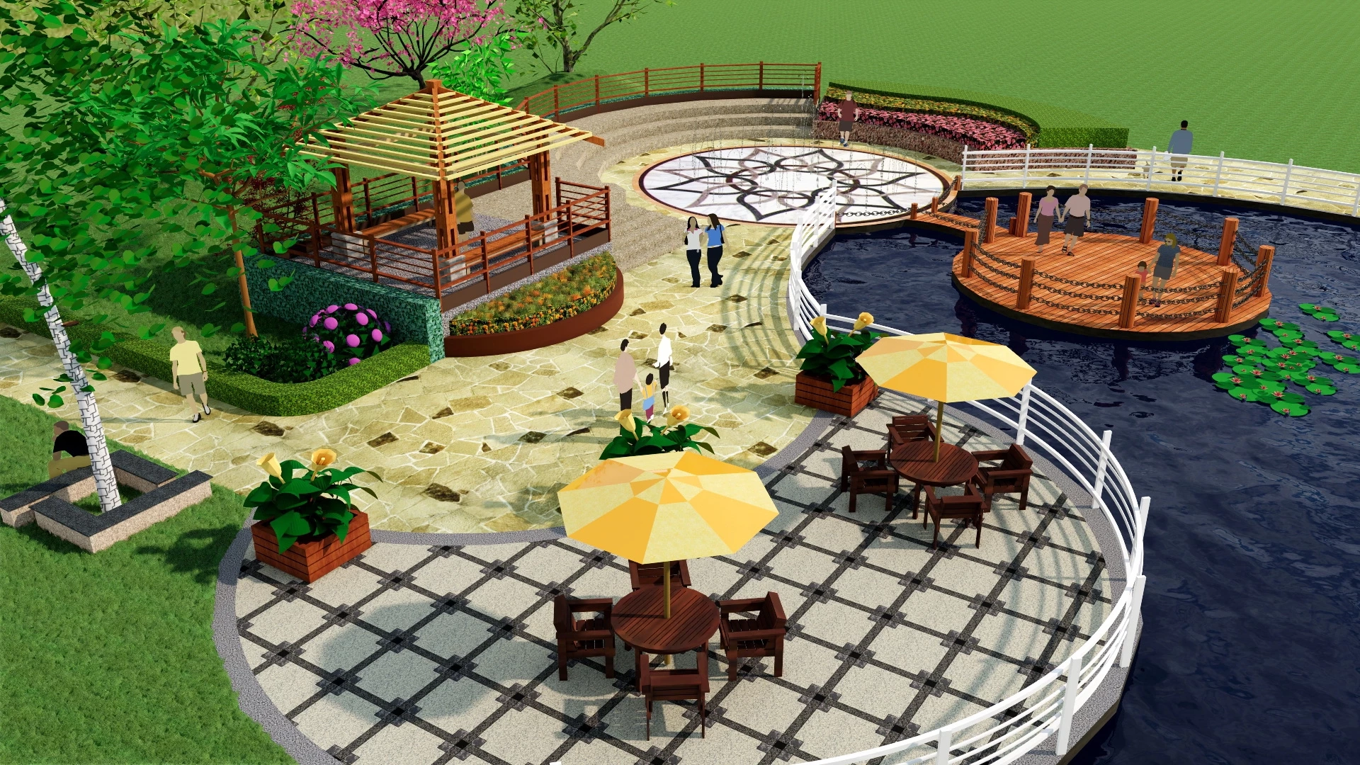 Waterfront Landscaping & Deck sketchup model preview - SketchupBox