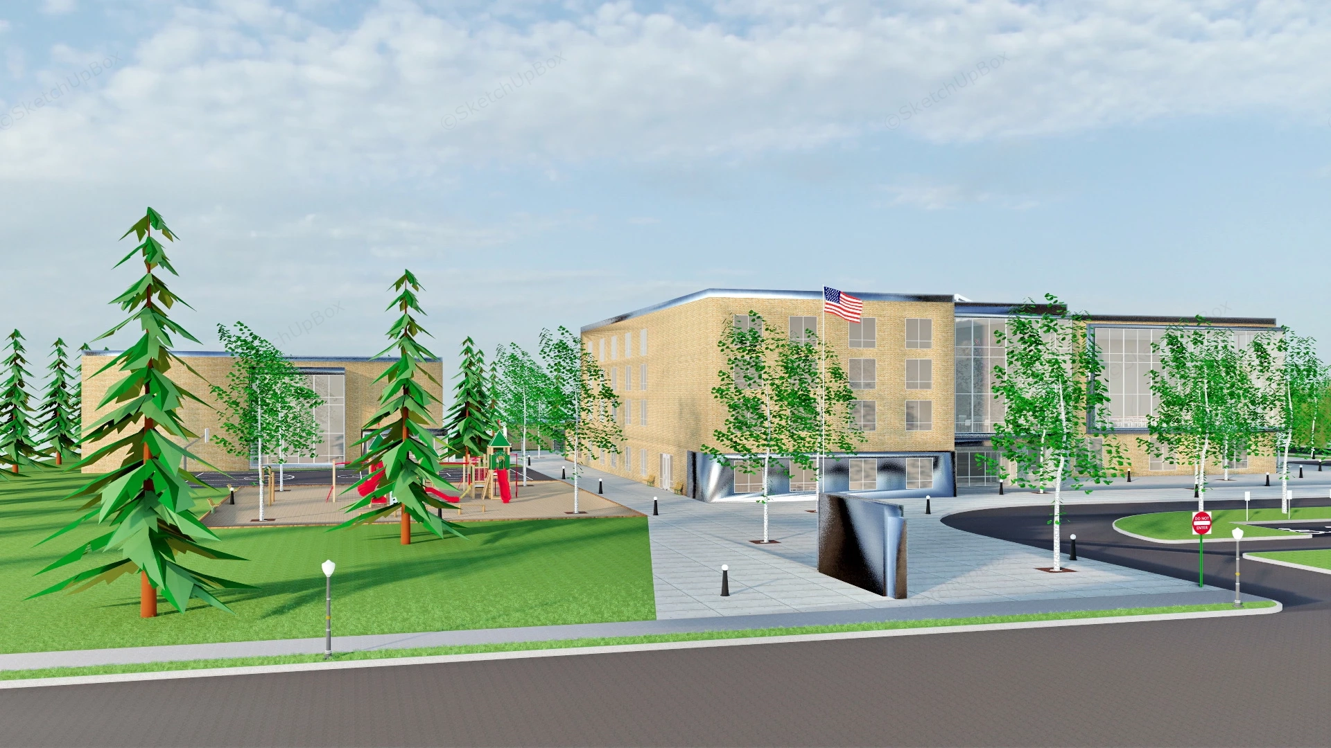 Elementary School Buildings sketchup model preview - SketchupBox