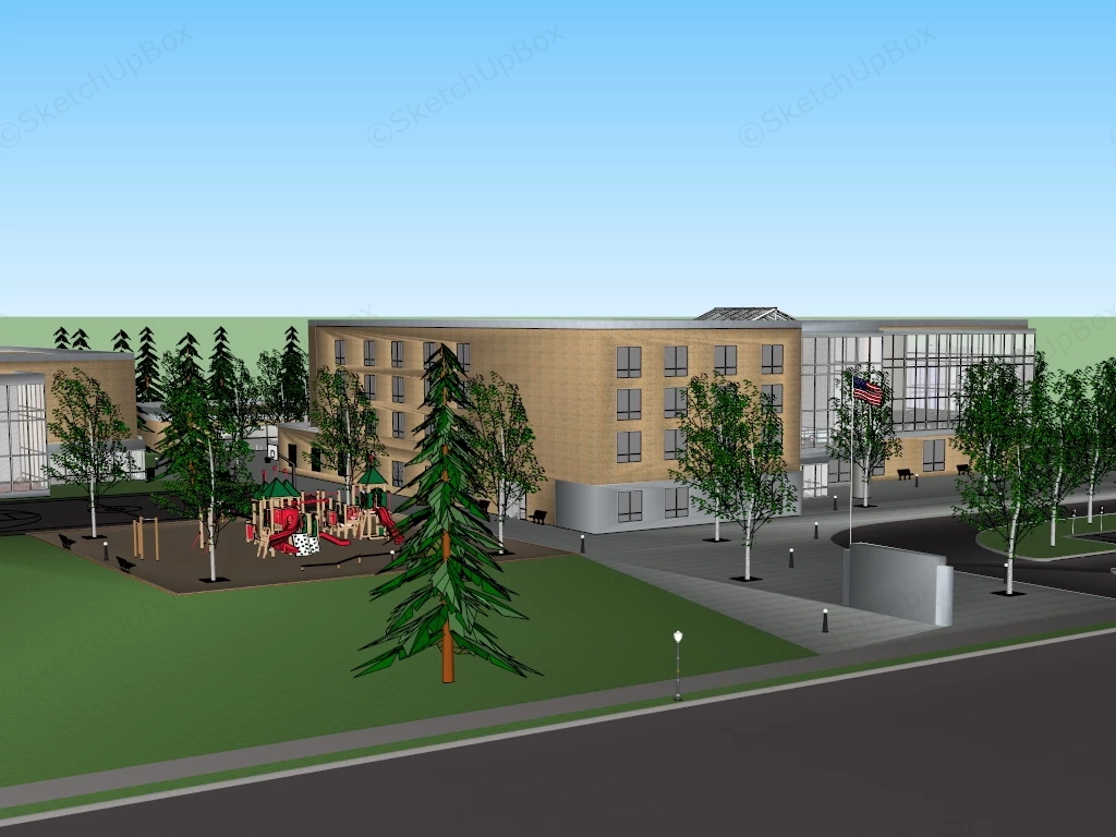 Elementary School Buildings sketchup model preview - SketchupBox