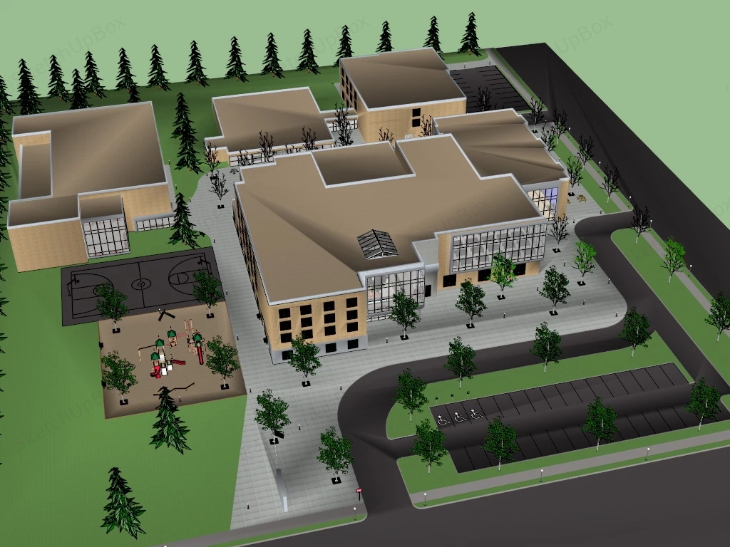 Elementary School Buildings sketchup model preview - SketchupBox