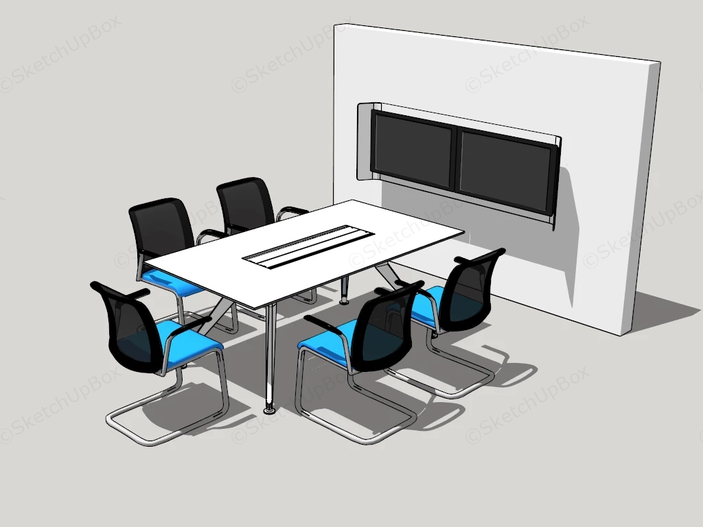 Small Meeting Table And Chairs sketchup model preview - SketchupBox