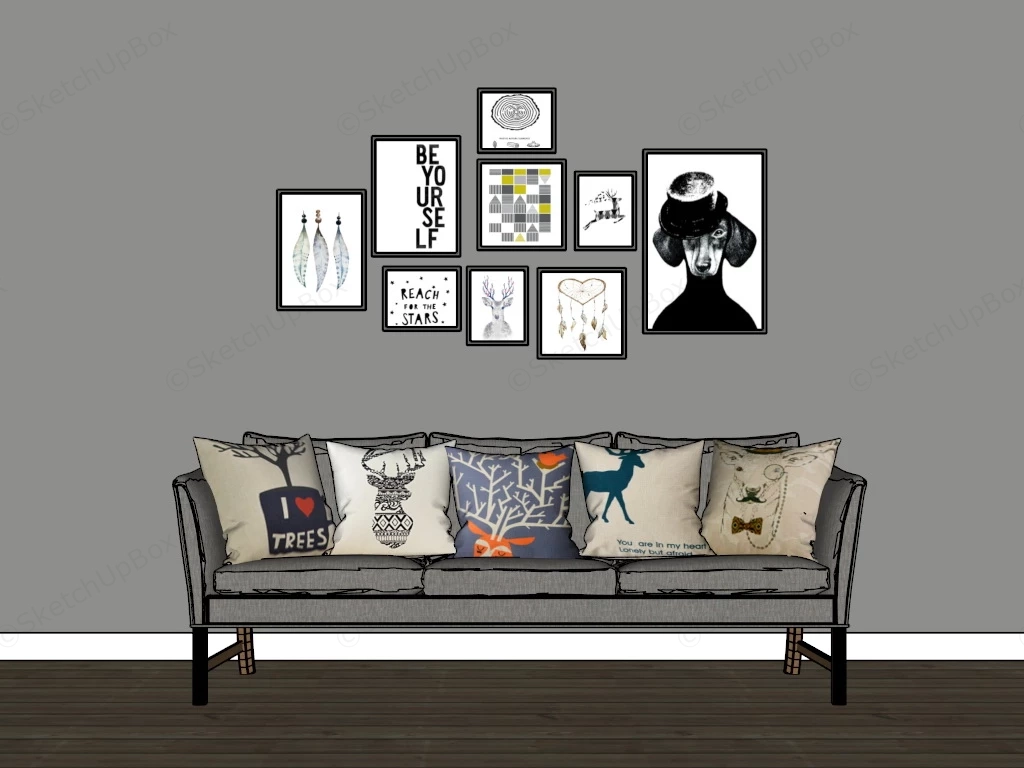 3 Seater Fabric Sofa sketchup model preview - SketchupBox