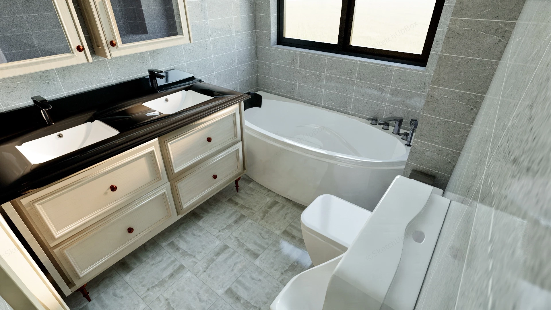 Small Bathroom Designs With Bathtub sketchup model preview - SketchupBox