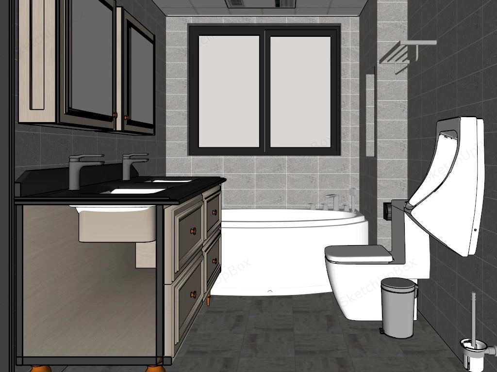 Small Bathroom Designs With Bathtub sketchup model preview - SketchupBox
