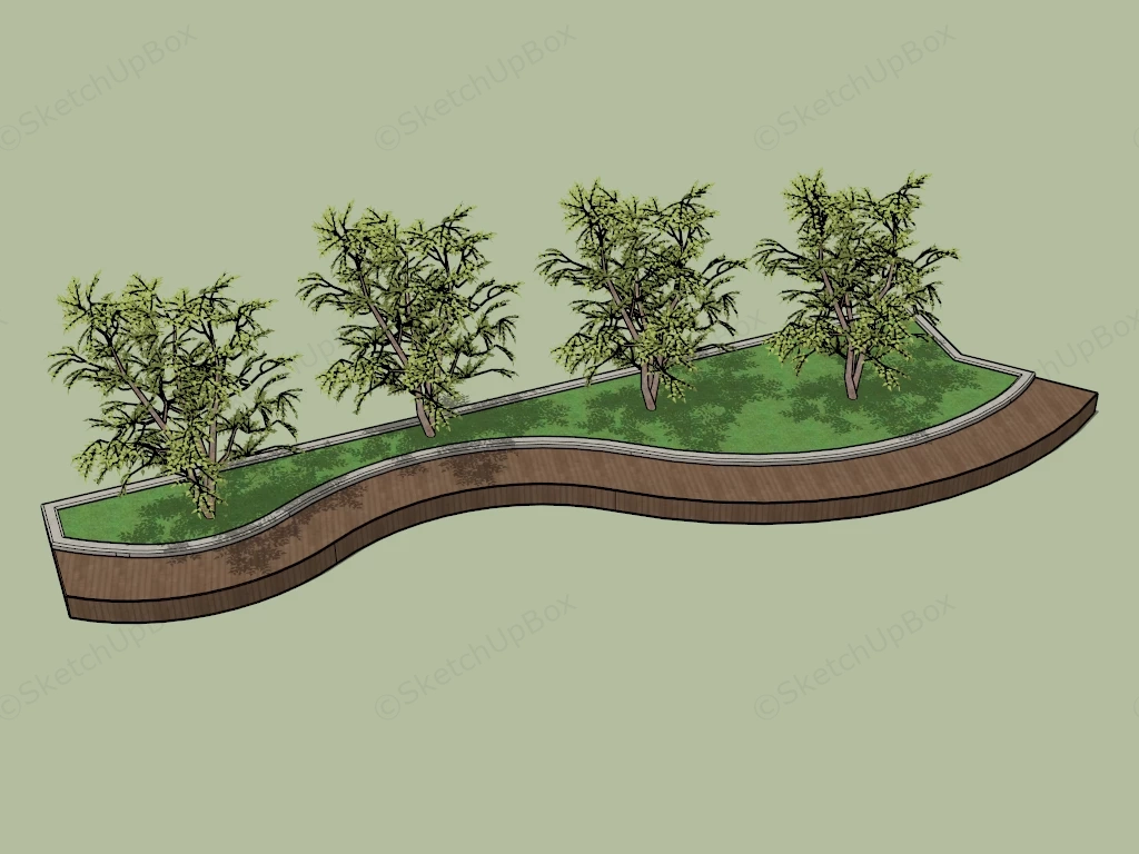Raised Bed With Trees sketchup model preview - SketchupBox