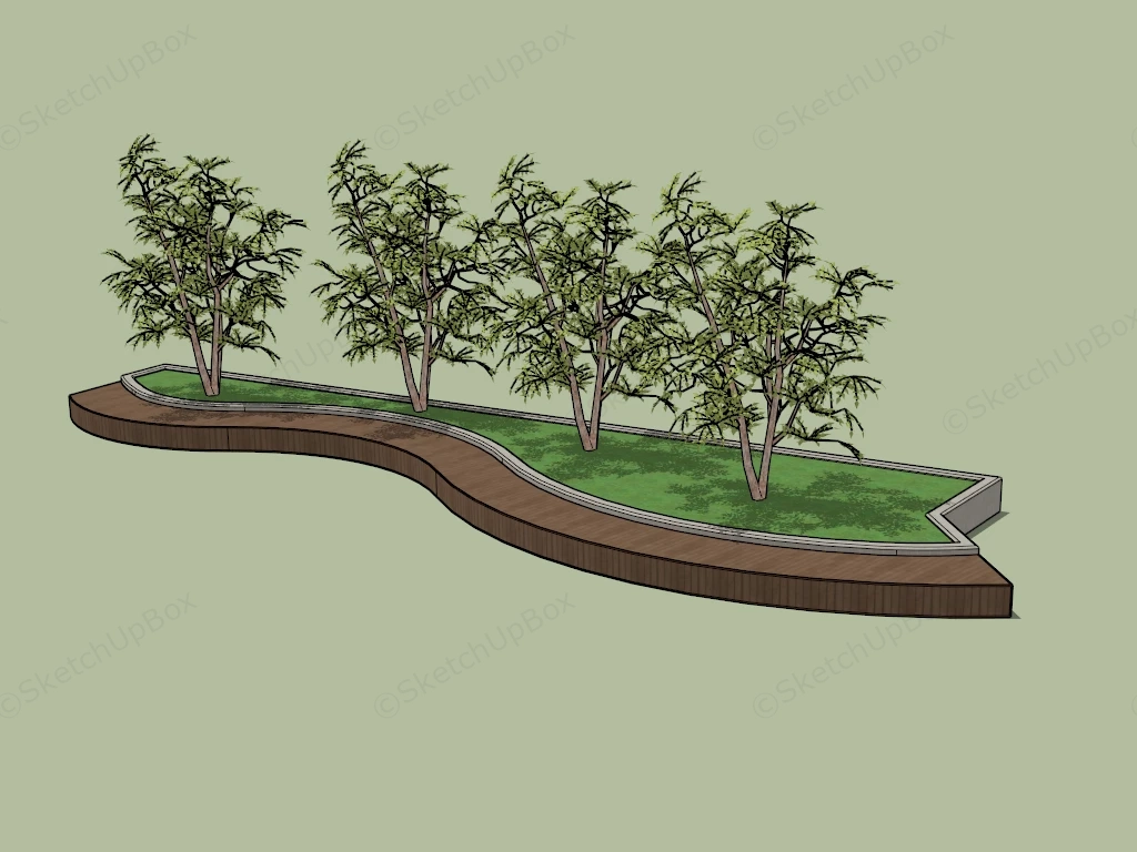 Raised Bed With Trees sketchup model preview - SketchupBox