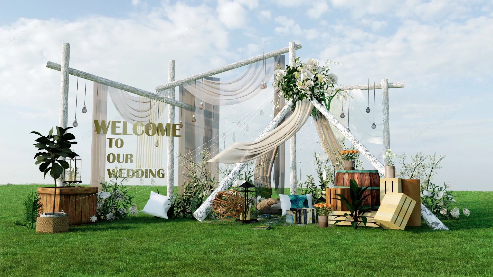 Outdoor Wedding Decorations sketchup model preview - SketchupBox
