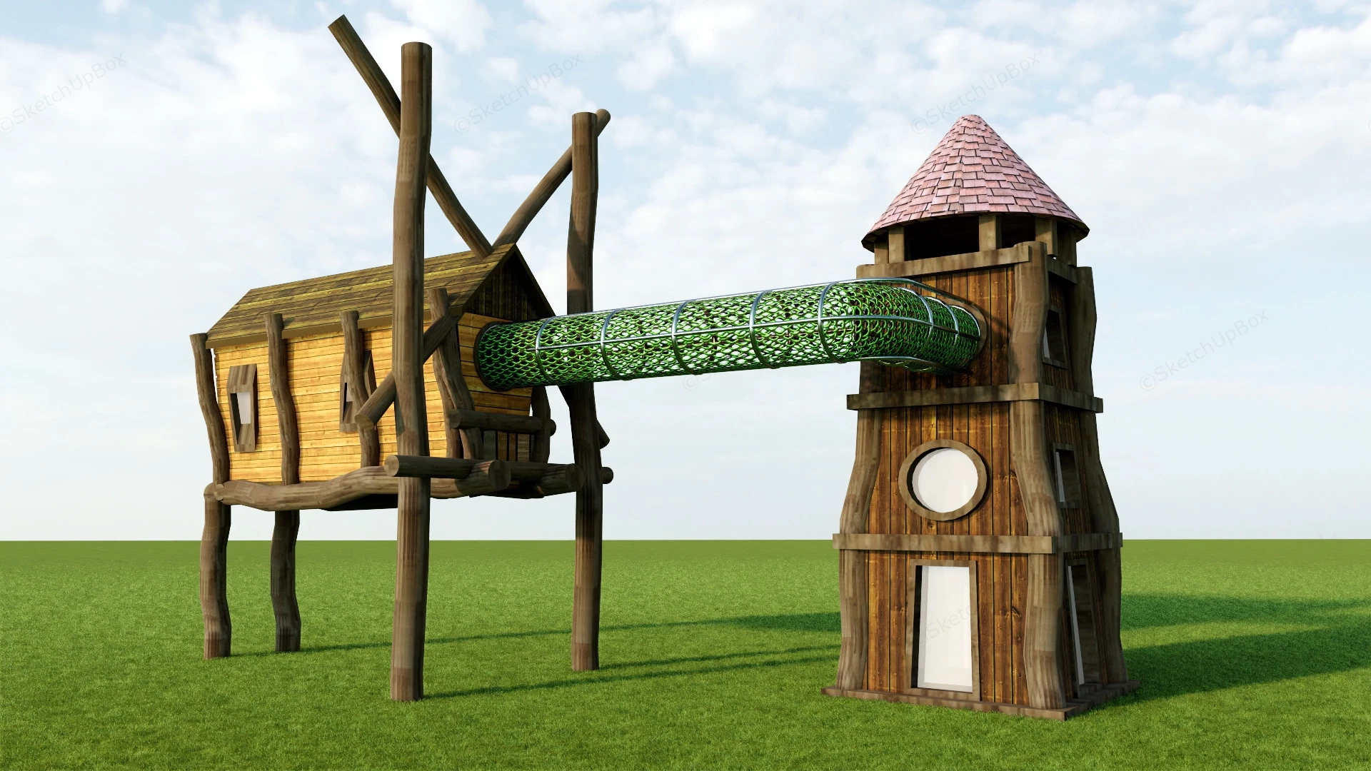 Rustic Backyard Playhouse sketchup model preview - SketchupBox