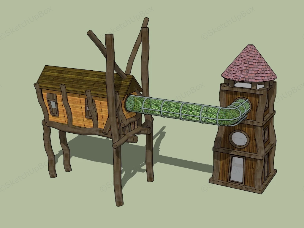 Rustic Backyard Playhouse sketchup model preview - SketchupBox