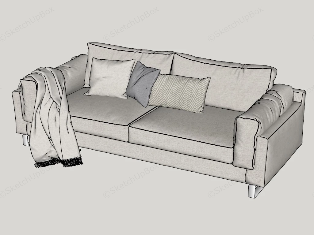 Modern Fabric Loveseat sketchup model preview - SketchupBox
