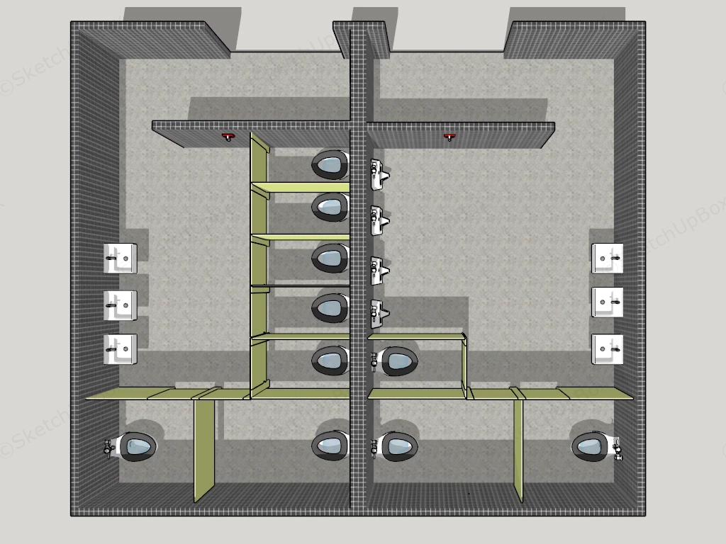 Public Toilet Design Plan sketchup model preview - SketchupBox