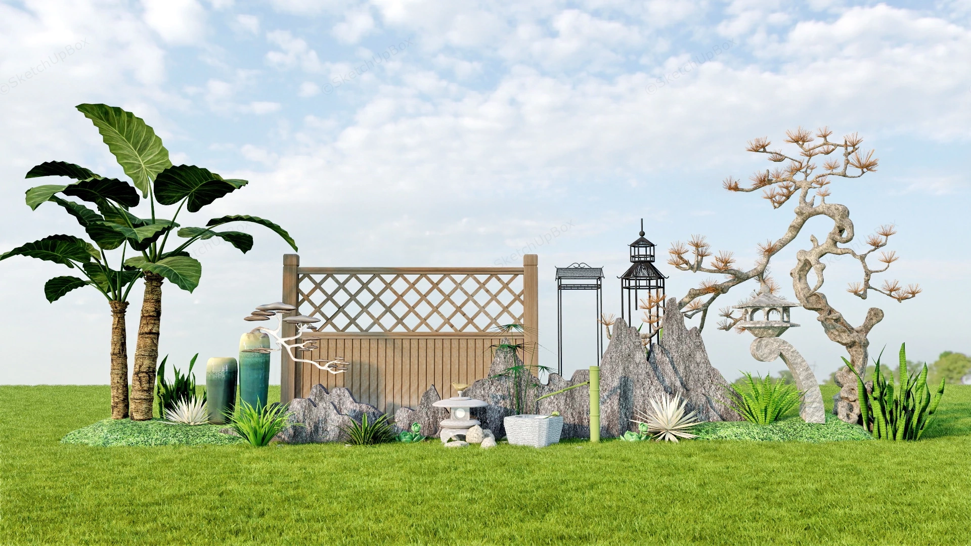 Mini Zen Garden Design sketchup model preview - SketchupBox
